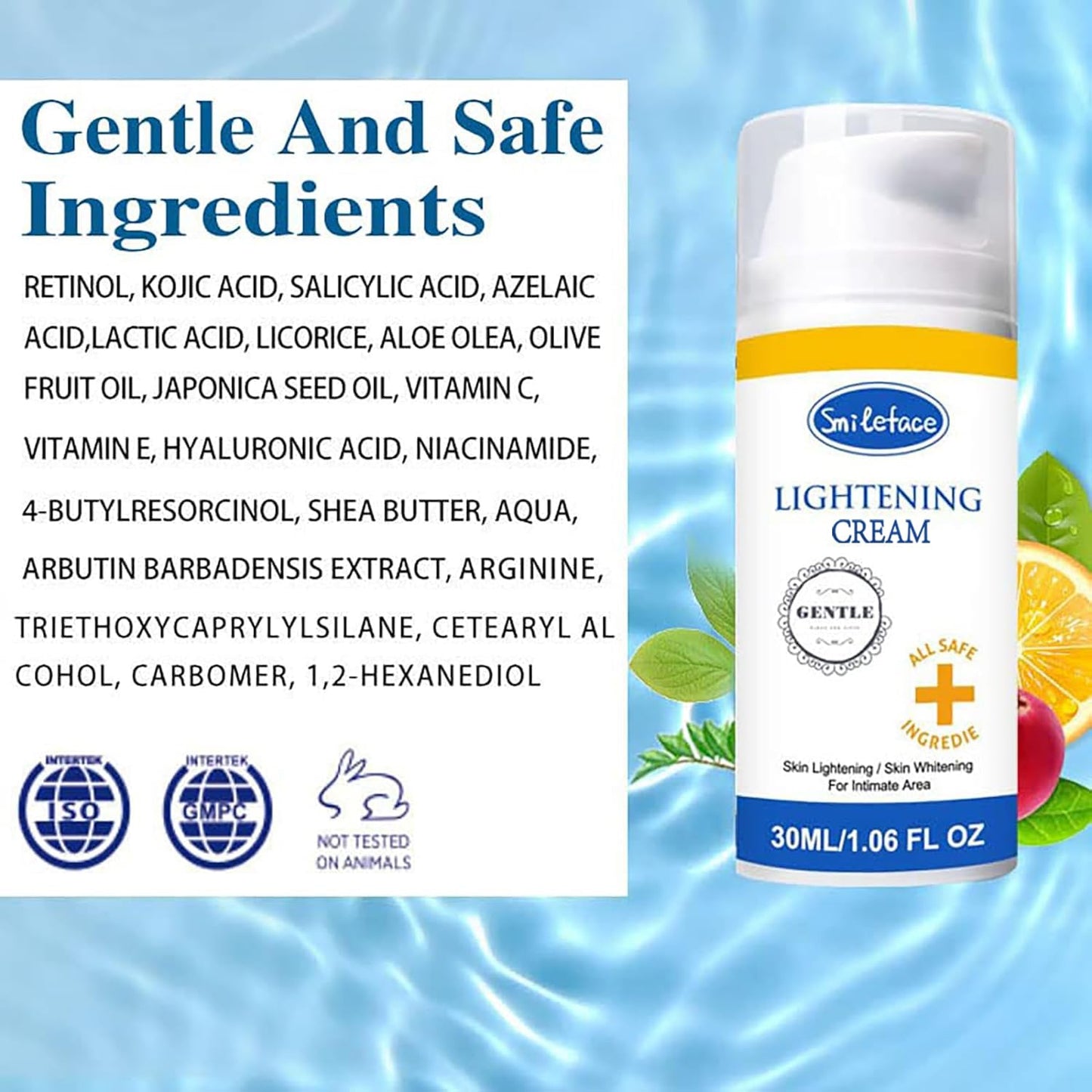 SMILEFACE Skin Lightening Serum Anal Bleach Cream with Kojic Acid, Arbutin, Vitamin C Vitamin E for Anal, Intimate Areas, Private Parts, Butt, Bikini Area, Anus, Inner Thighs.